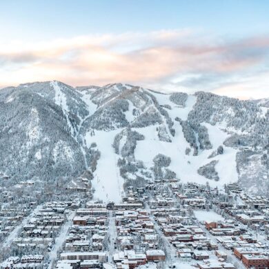 a town in the snow