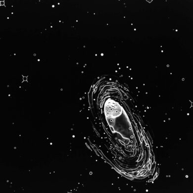 a black and white image of a galaxy