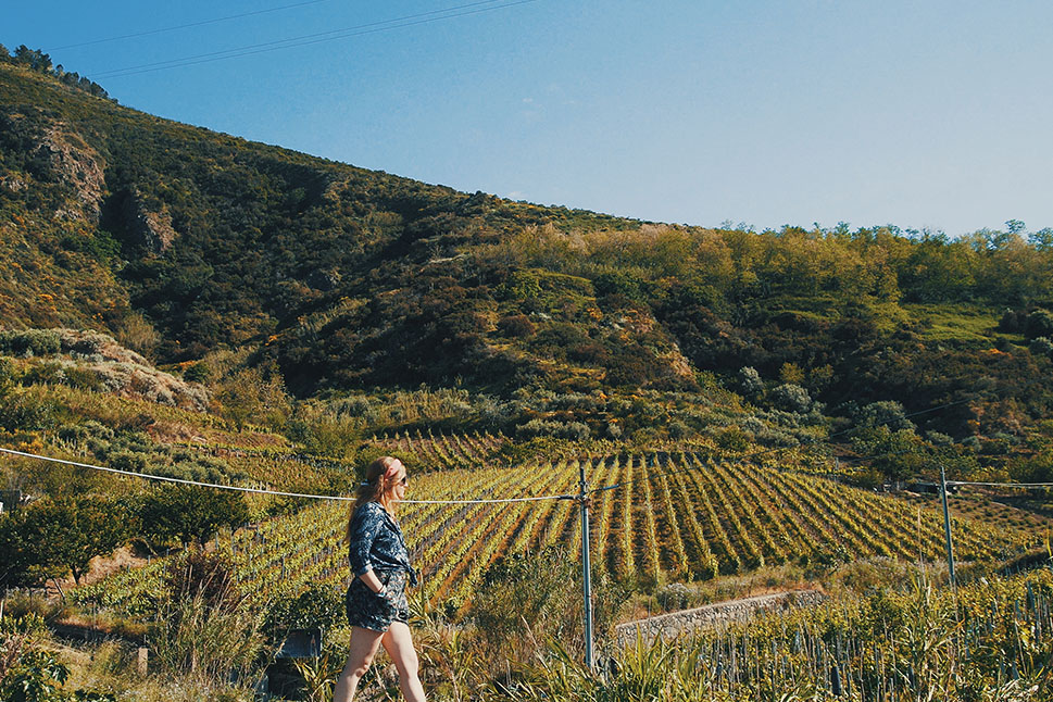 a person walking in a field